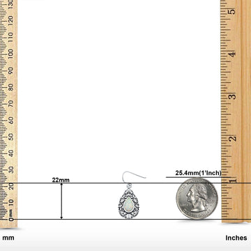 Pear Shape Drop Dangle Lab Created White Opal 925 Sterling Silver (22mm)